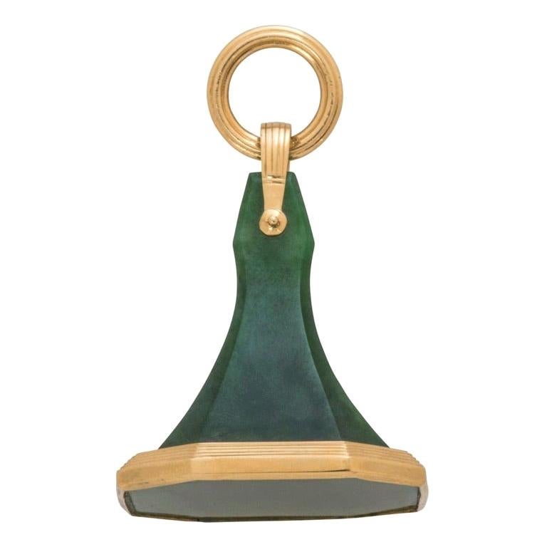 Gustav Fob in 14 Karat Yellow Gold with Jade For Sale