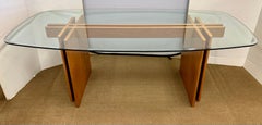Gustav Gaarde for Trakanten Danish Modern Glass Teak Fishbone Dining Table