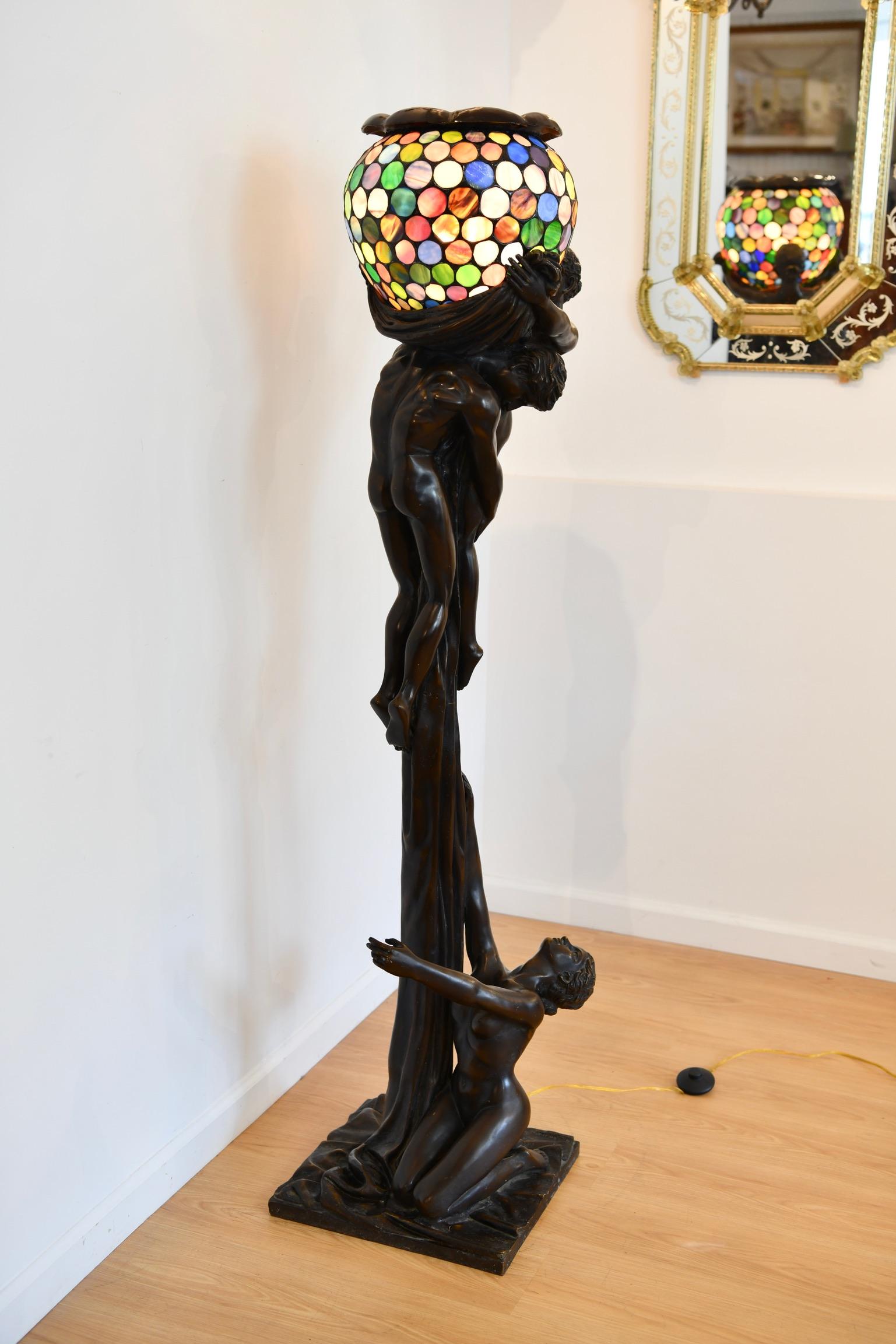Bronze After Gustav Gurschner Floor Lamp