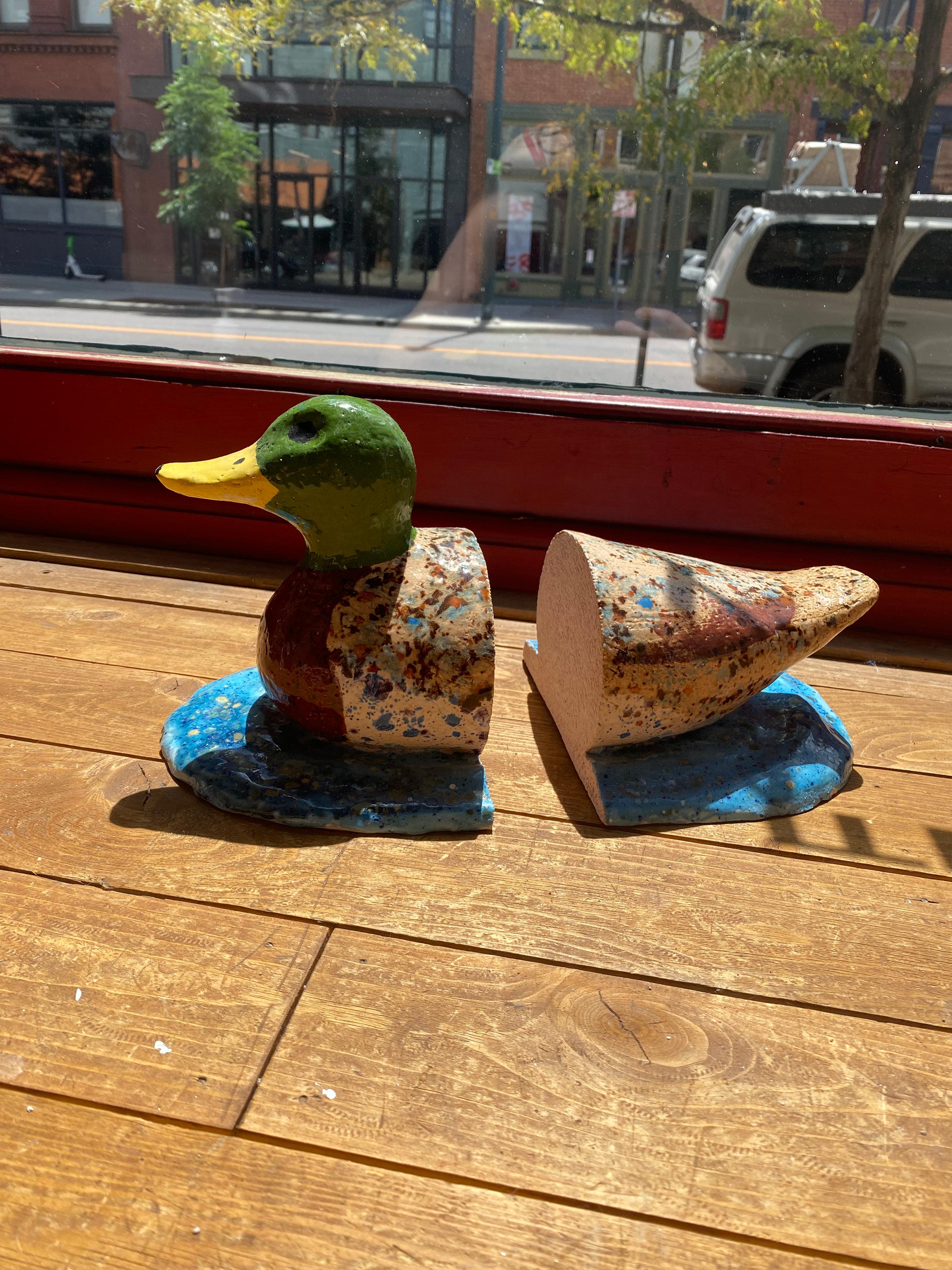 Duck Book Ends - Sculpture by Gustav Hamilton