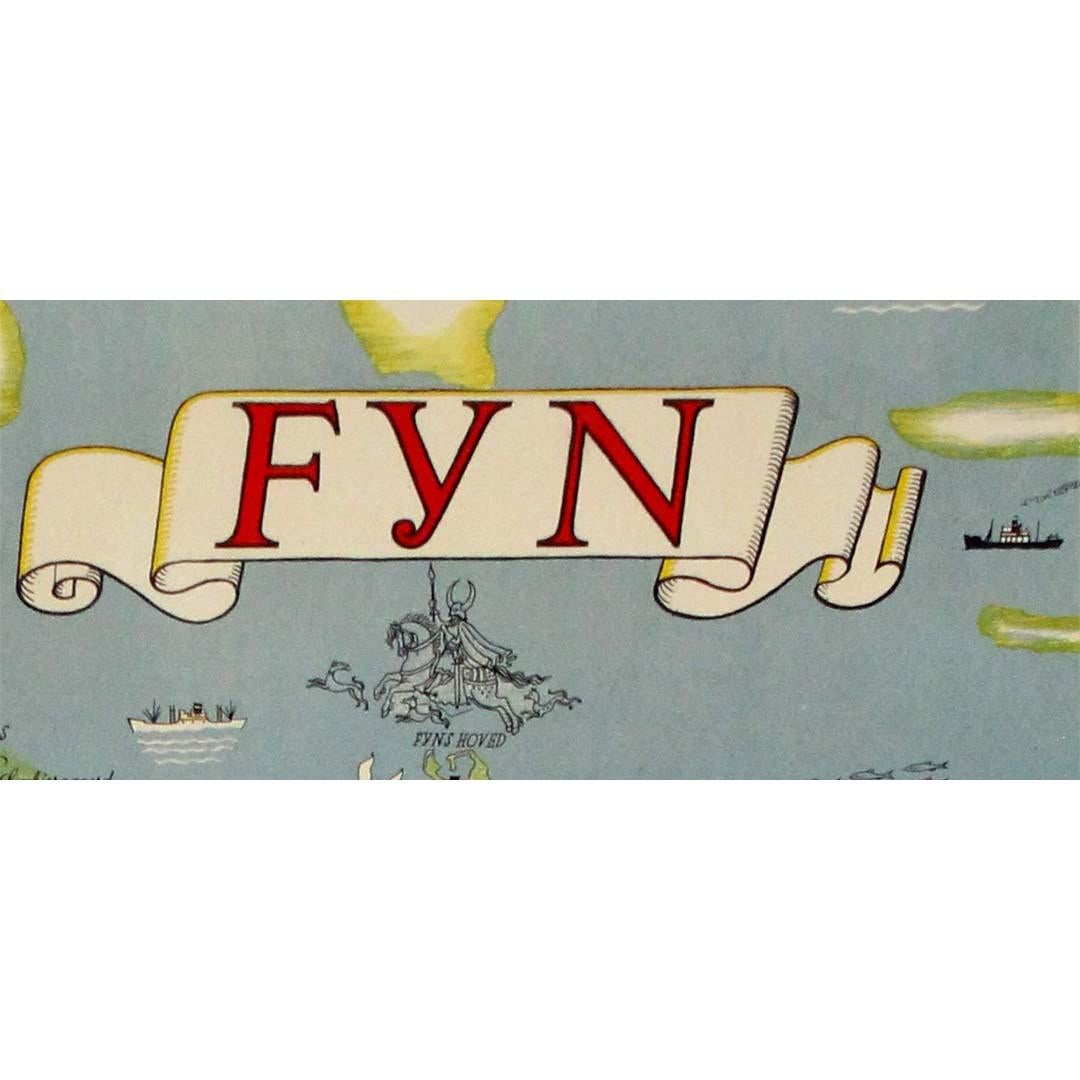 “FYN – Denmark” illustrated original travel poster from 1957 - Gray Print by Gustav Hjortlund