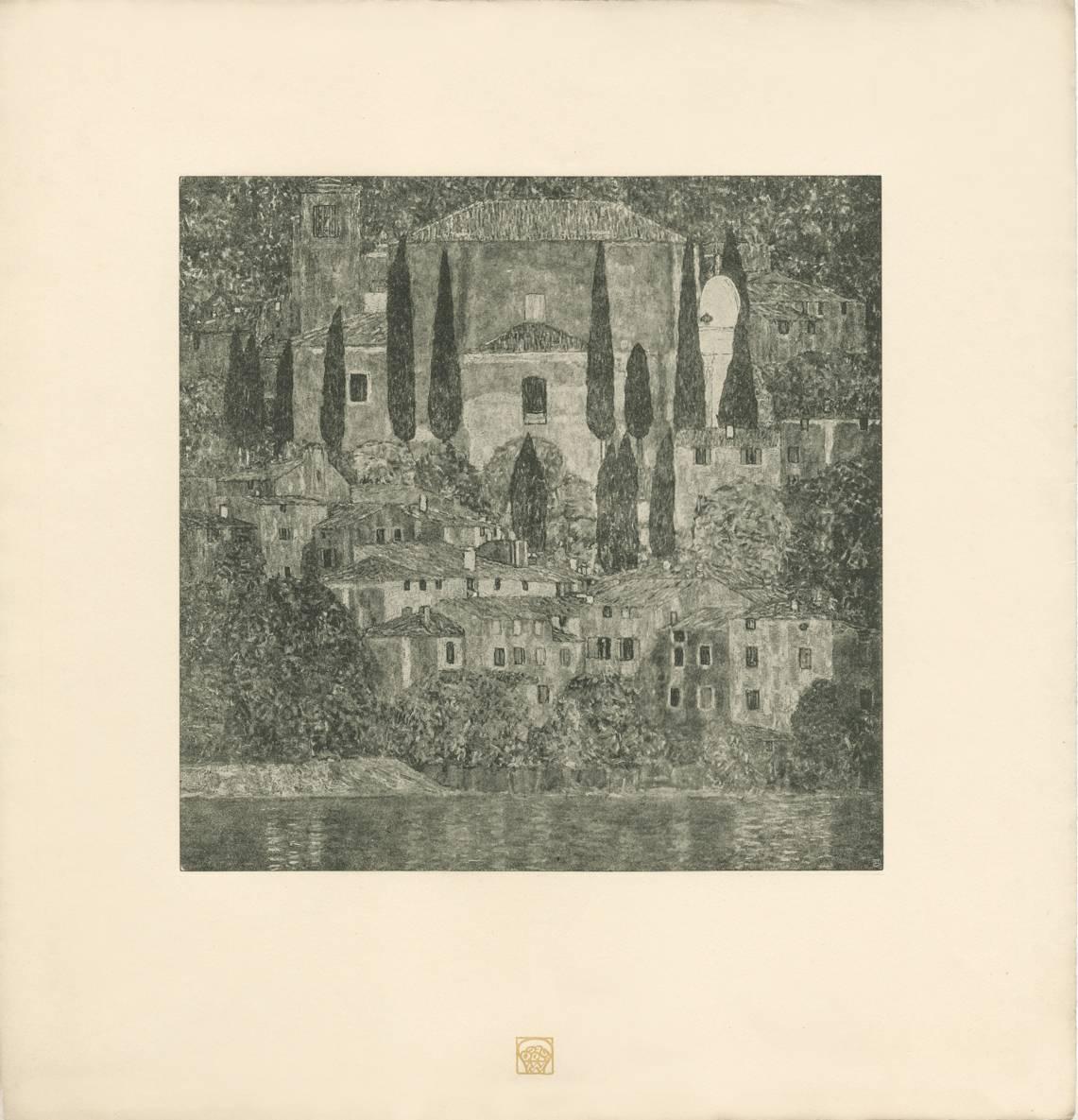 Gustav Klimt & K.K. Hof-und Staatsdruckerei Landscape Print - H.O. Miethke Das Werk folio "Church in Cassone" collotype print