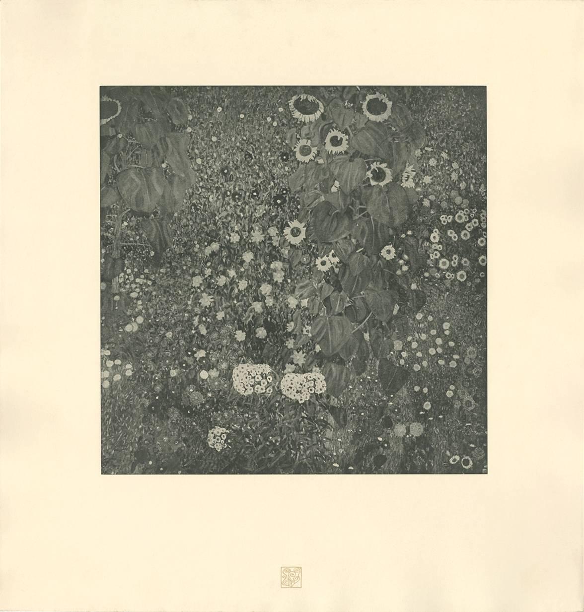 Gustav Klimt & K.K. Hof-und Staatsdruckerei Landscape Print – H.O. Miethke Das Werk Folio „Bauerngarten mit Sonnenblumen“, collotype-Druck