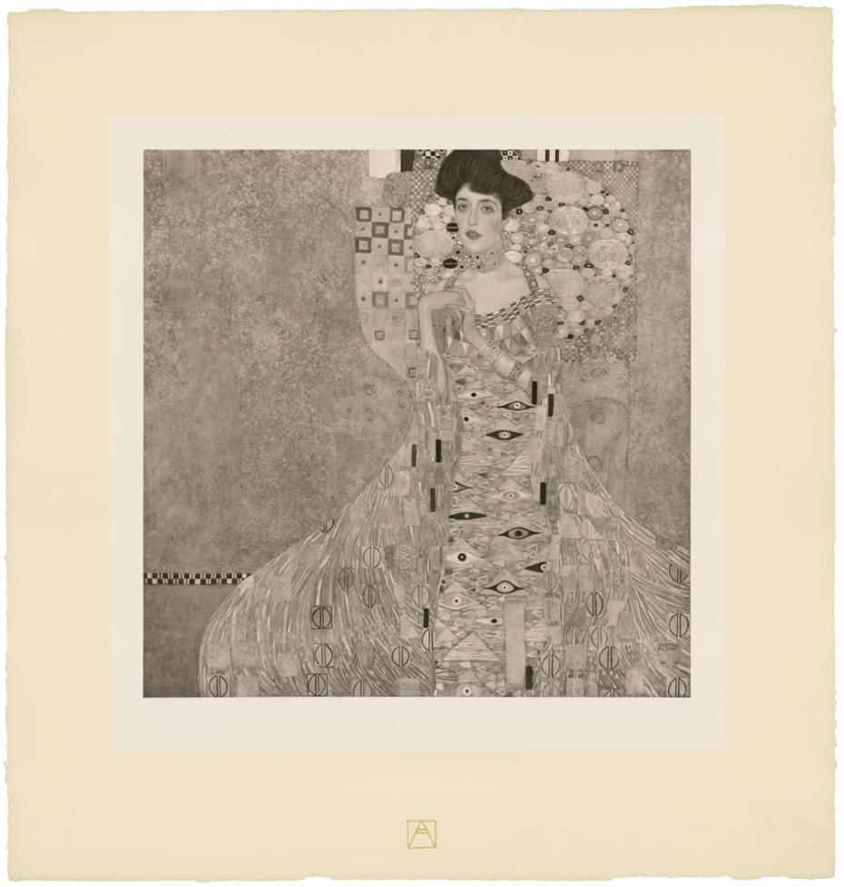 Gustav Klimt & K.K. Hof-und Staatsdruckerei Figurative Print – H.O. Miethke Das Werk Folio „Porträt von Adele Bloch-Bauer“, collotype-Druck