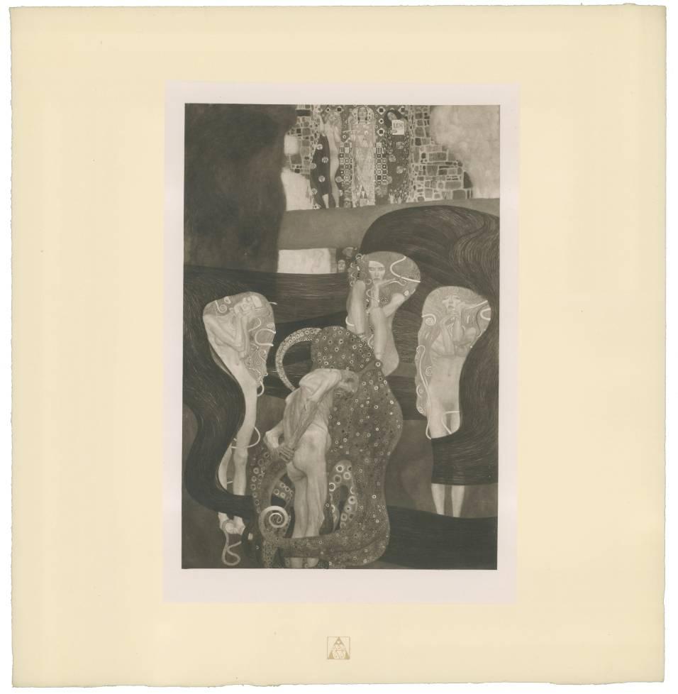 H.O. Miethke Das Werk folio „University of Vienna Murals“ 3 collotype-Drucke – Print von Gustav Klimt & K.K. Hof-und Staatsdruckerei