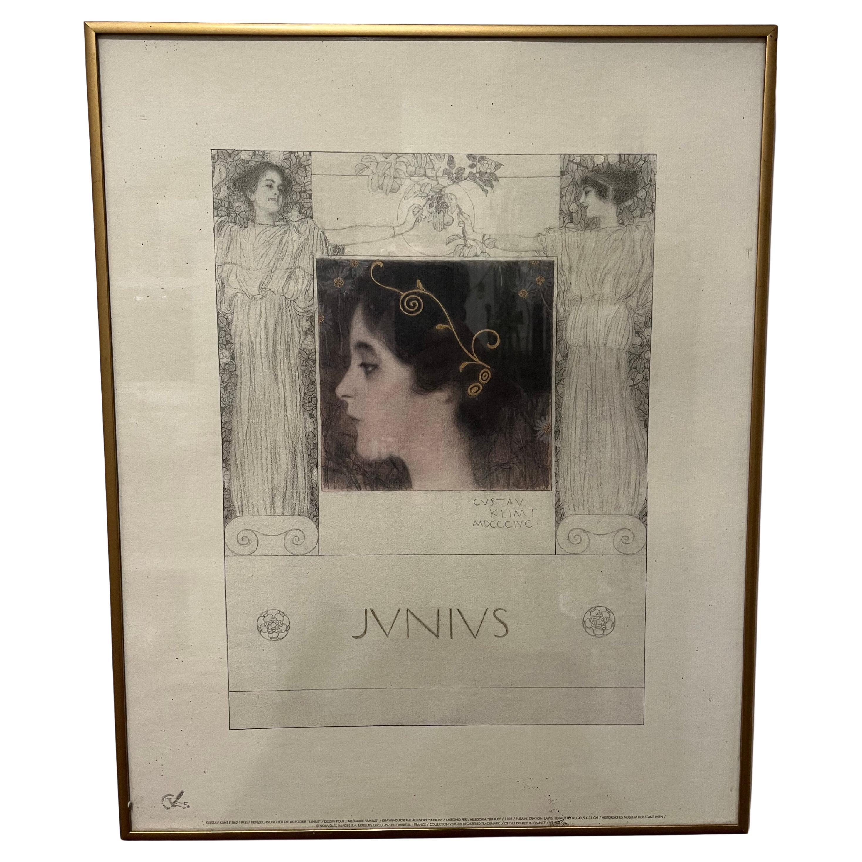 Gustav Klimt JUNIUS Art Nouveau Framed Print, Collection Verge Nouvelles France For Sale