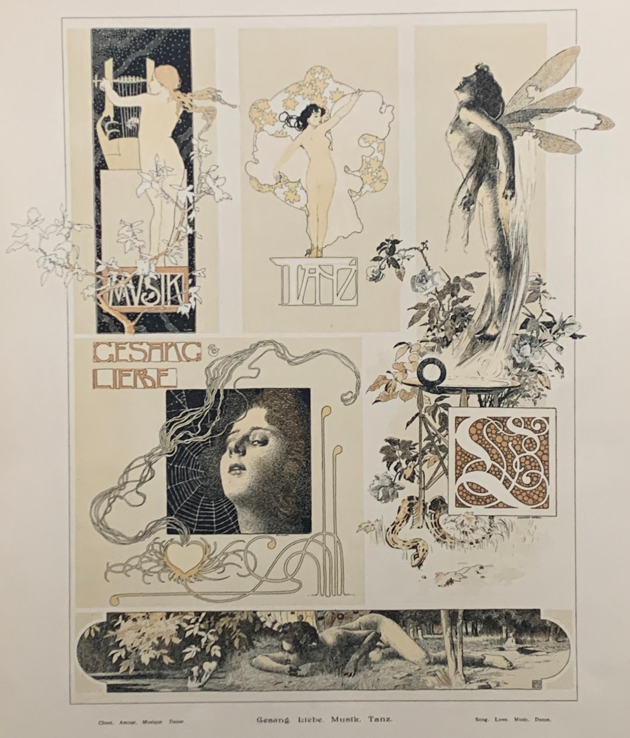 Gustav Klimt, Kolomon Moser, Heinrich Leffler to name a few....  A very rare showcase of Jugendstil art, 