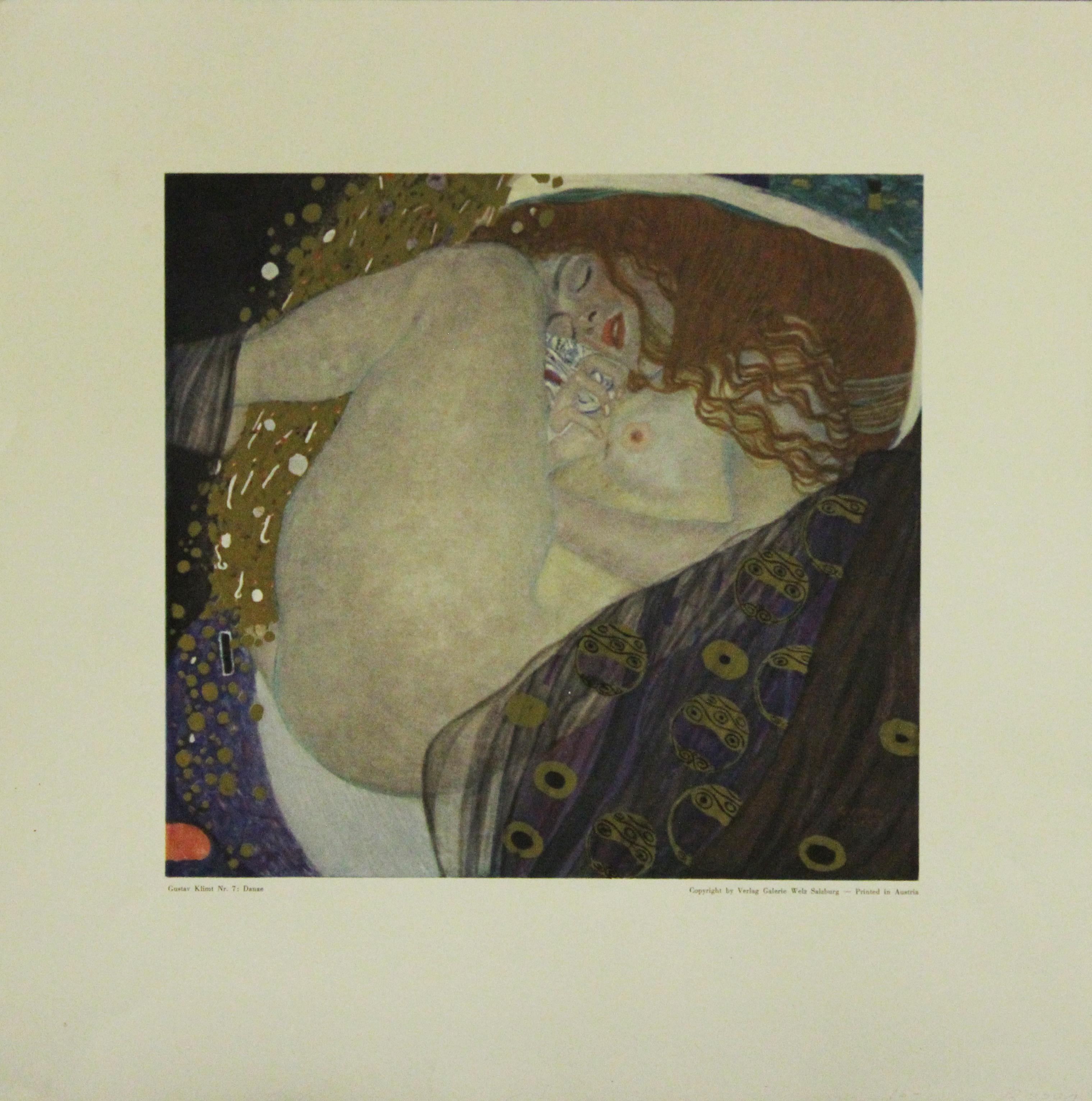 Gustav Klimt Portrait Print - Danae-Metallic Poster. Printed in Austria 