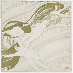 Jugendstil-Lithographie „Fischblut“ von Gustav Klimt für VerSacrum