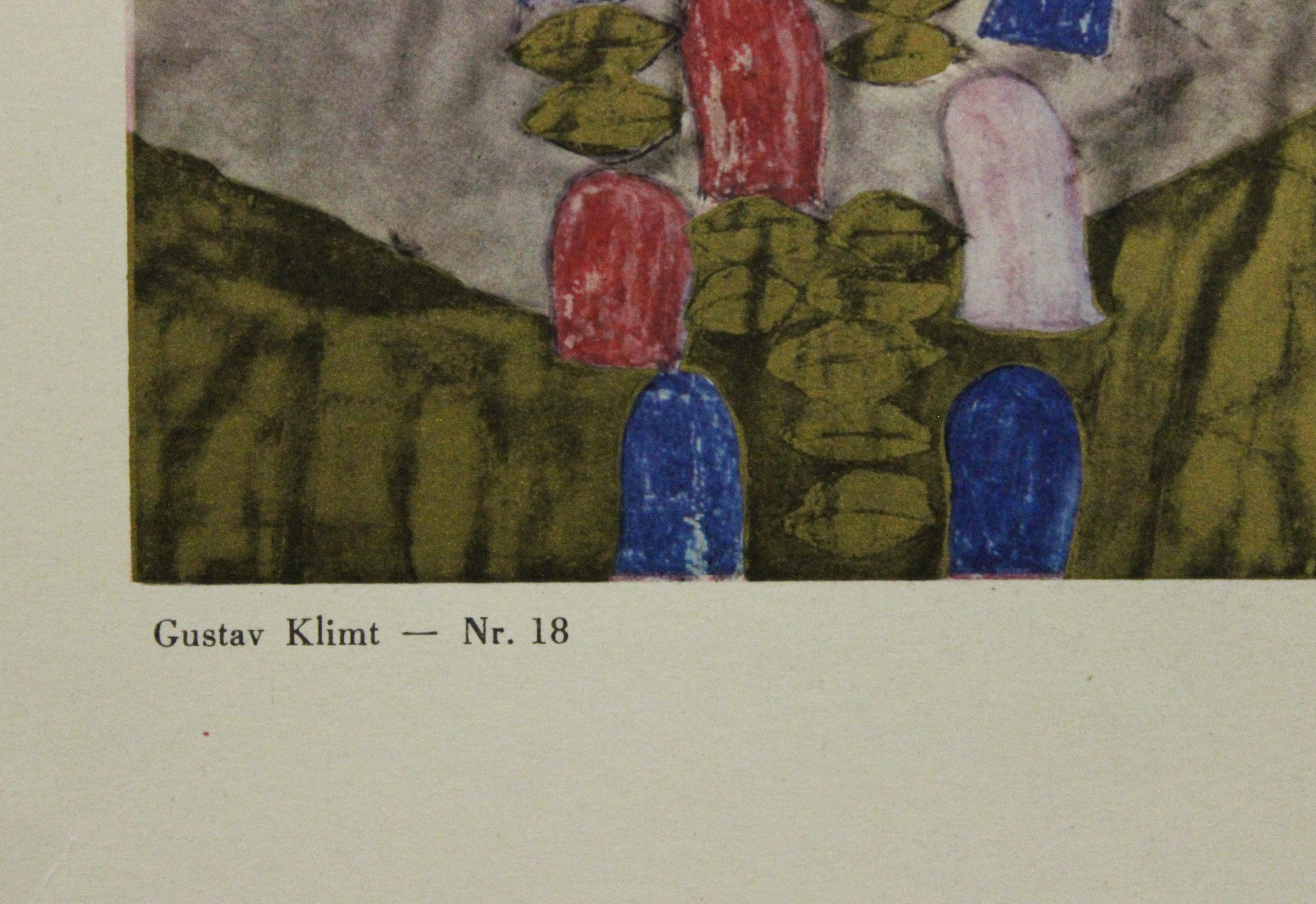 Affiche Fulfilment-Metallic. Imprimé en Autriche - Marron Portrait Print par Gustav Klimt