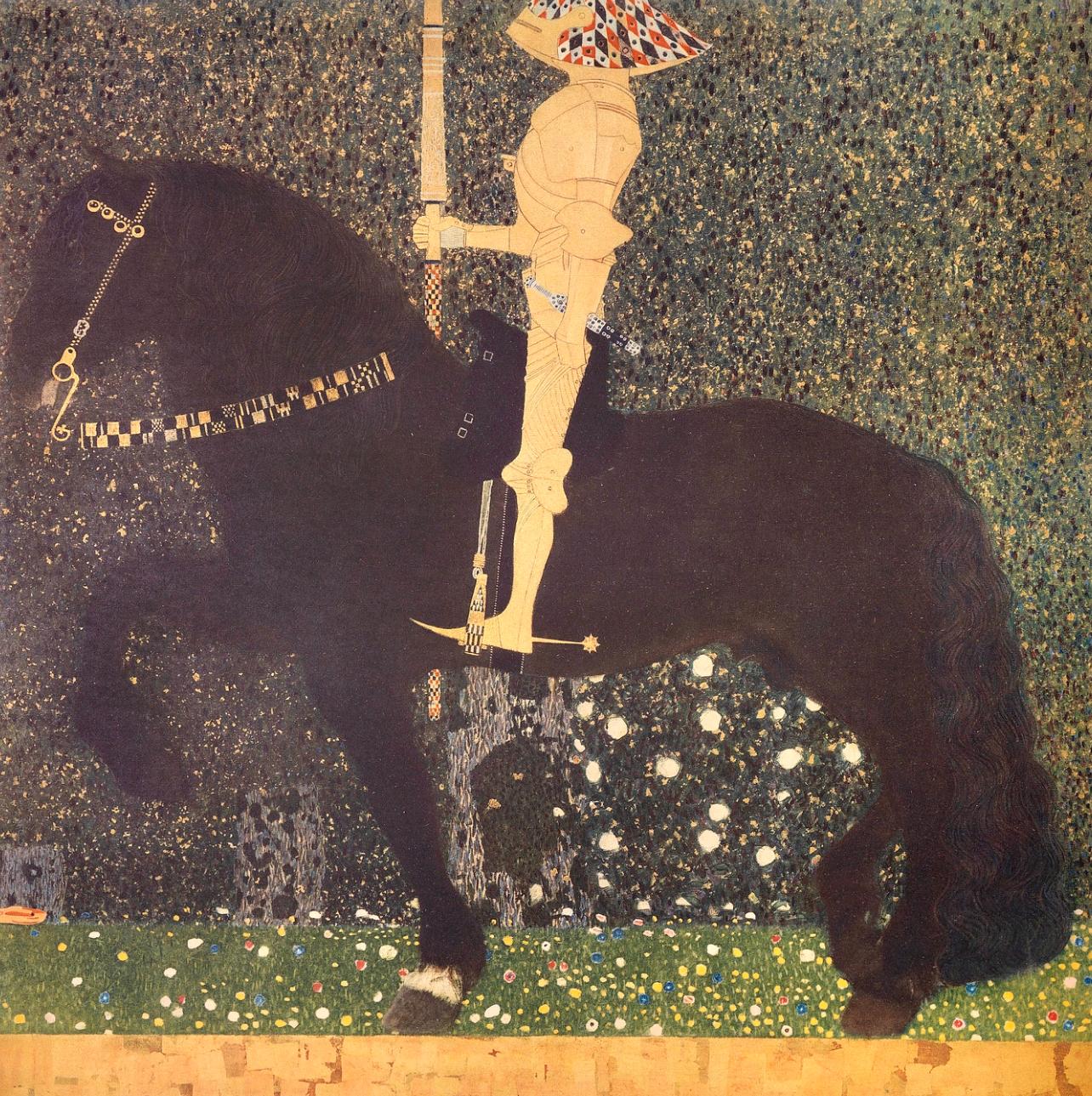 This exquisite heliogravure and collotype after Gustav Klimt (1862–1918), titled Das Leben ein Kampf (Life Is a Struggle), from the folio Das Werk von Gustav Klimt (The Work of Gustav Klimt), originates from the 1918 edition published by Kunstverlag