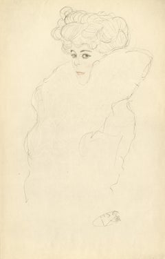 Gustav Klimt "Estudio para mujer con boa" colotipia del folio Funfundzwanzig