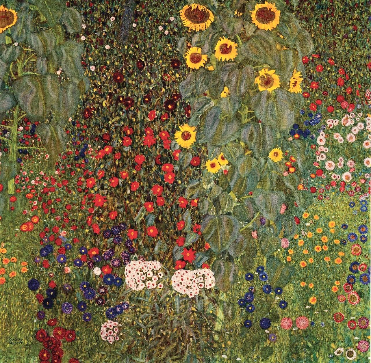Este exquisito heliograbado y colotipia con tintas metálicas de Gustav Klimt (1862-1918), titulado Sonnenblumen (Girasoles), del folio Gustav Klimt, Eine Nachlese (Gustav Klimt, Una selección póstuma), procede de la edición de 1931 publicada e