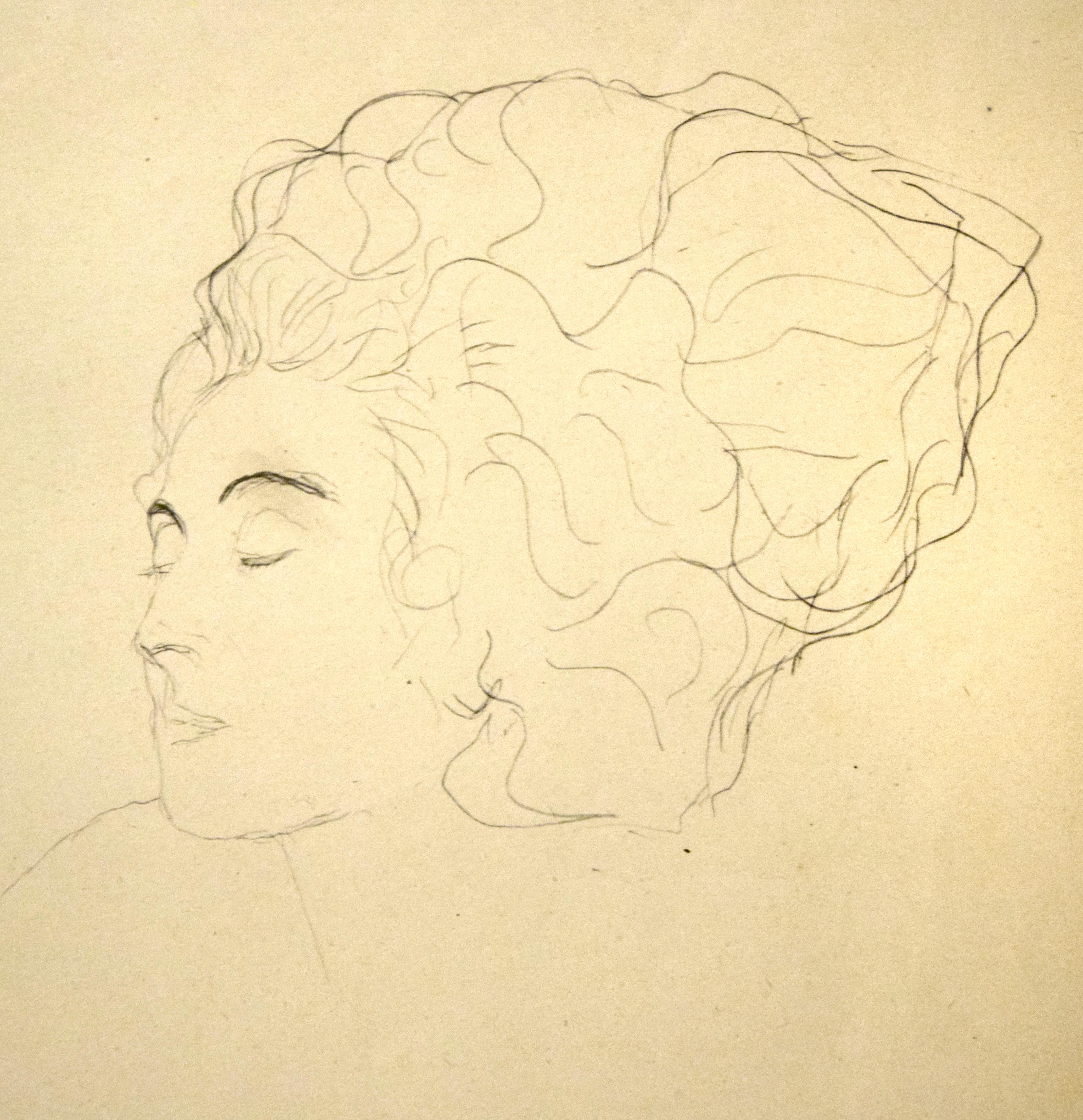 Head Study - Modern Print by (after) Gustav Klimt