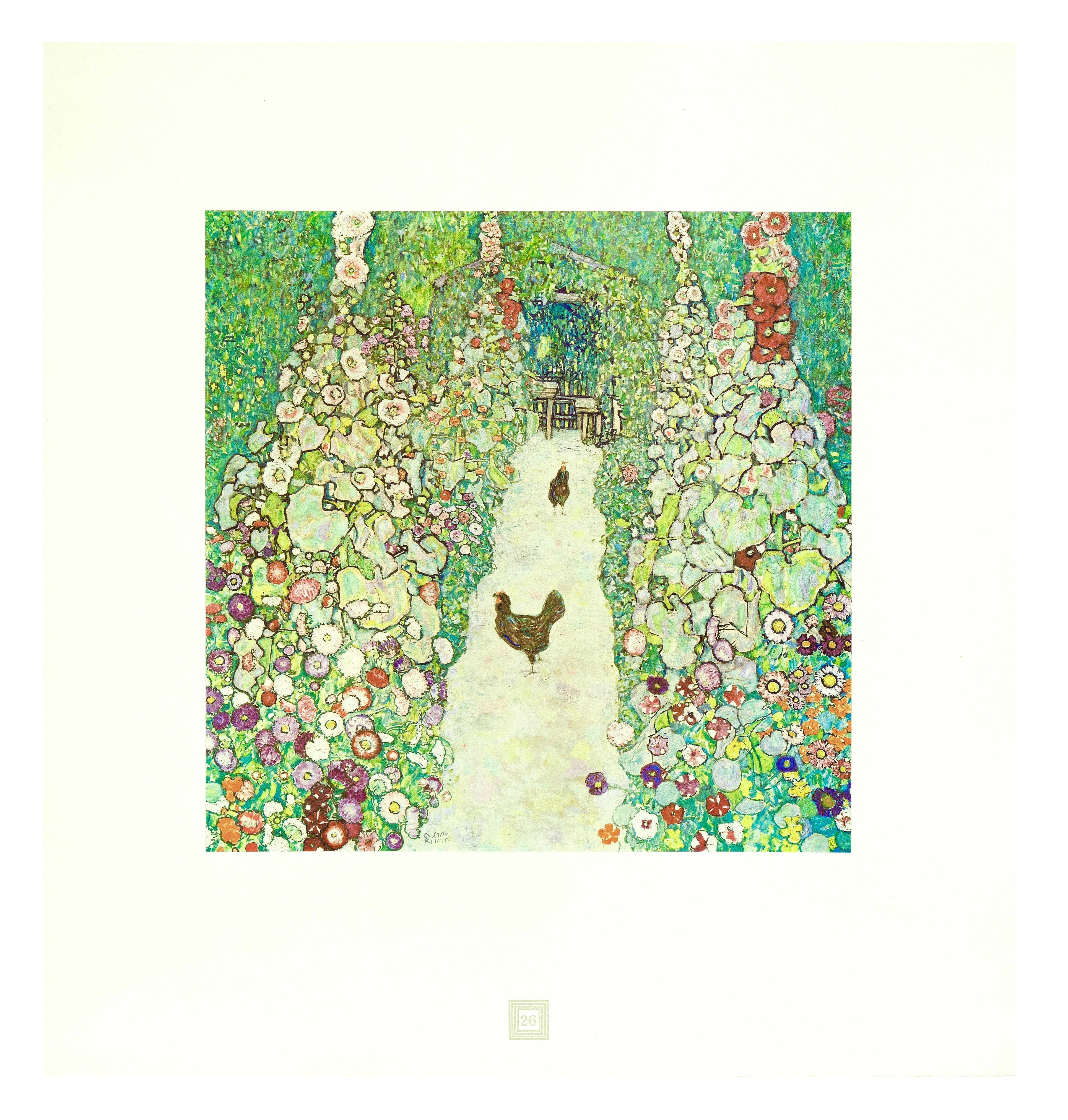 Klimt, Bauerngarten mit Hühnern, Gustav Klimt, Eine Nachlese (after) Gustav Klimt in vendita 4
