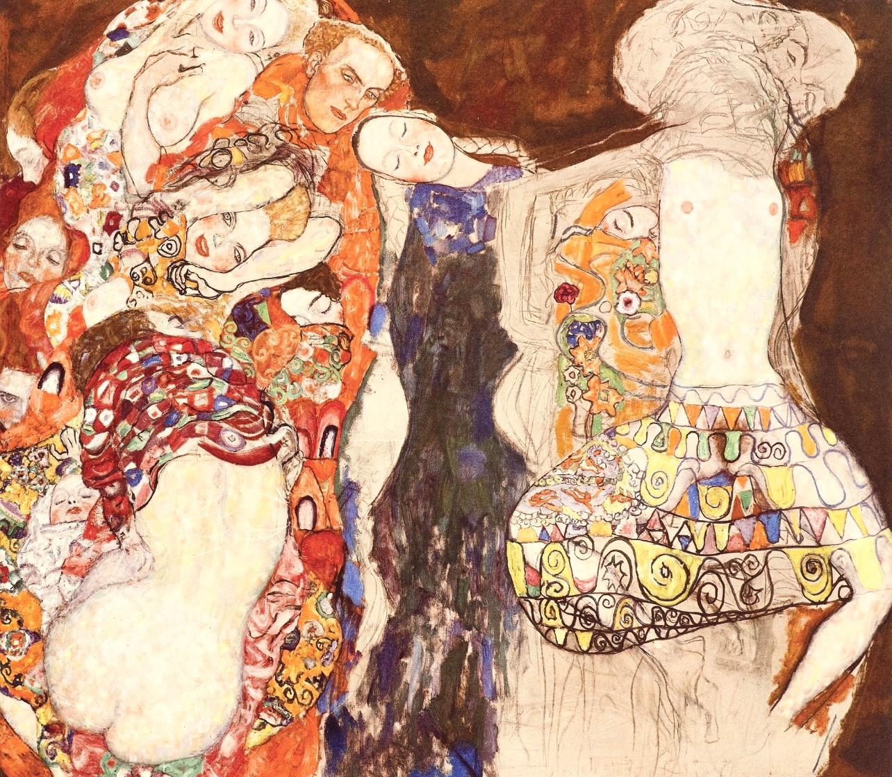 Héliogravure, collotype, metallic inks on vélin paper. Paper Size: 18.86 x 17.91 inches; image size: 10.51 x 12.05 inches. Inscription: Signed in the plate and unnumbered, as issued. Notes: From the folio, Gustav Klimt, Eine Nachlese, 1931.
