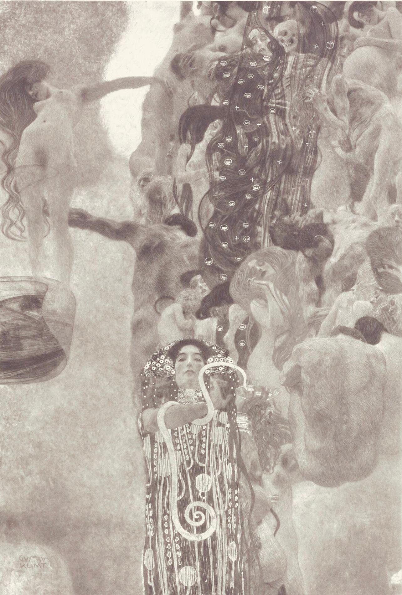 Héliogravure, collotype vélin paper. Paper Size: 18.23 x 17.32 inches; image size: 14.69 x 10 inches. Inscription: Signed in the plate and unnumbered, as issued. Notes: From the folio, Das Werk von Gustav Klimt, 1918. Published by Kunstverlag Hugo
