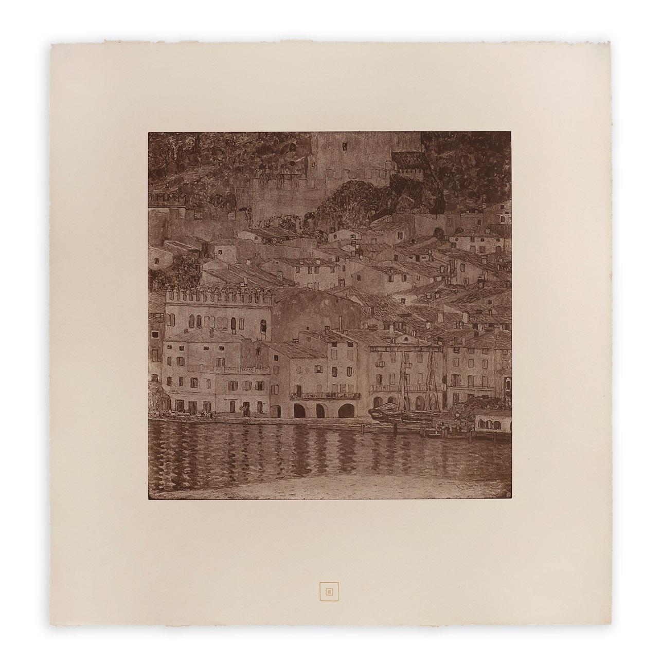 Malcesine sur le lac Garda par Gustav Klimt, collotype de paysage du Das Werk, 1908-1912