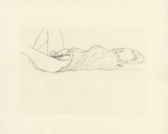 Antique "Masturbating Woman" by Gustav Klimt - Original Print from Courtesans Folio