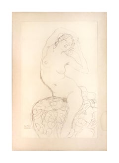 Seated Female Nude - Original Collotype Print - 1919