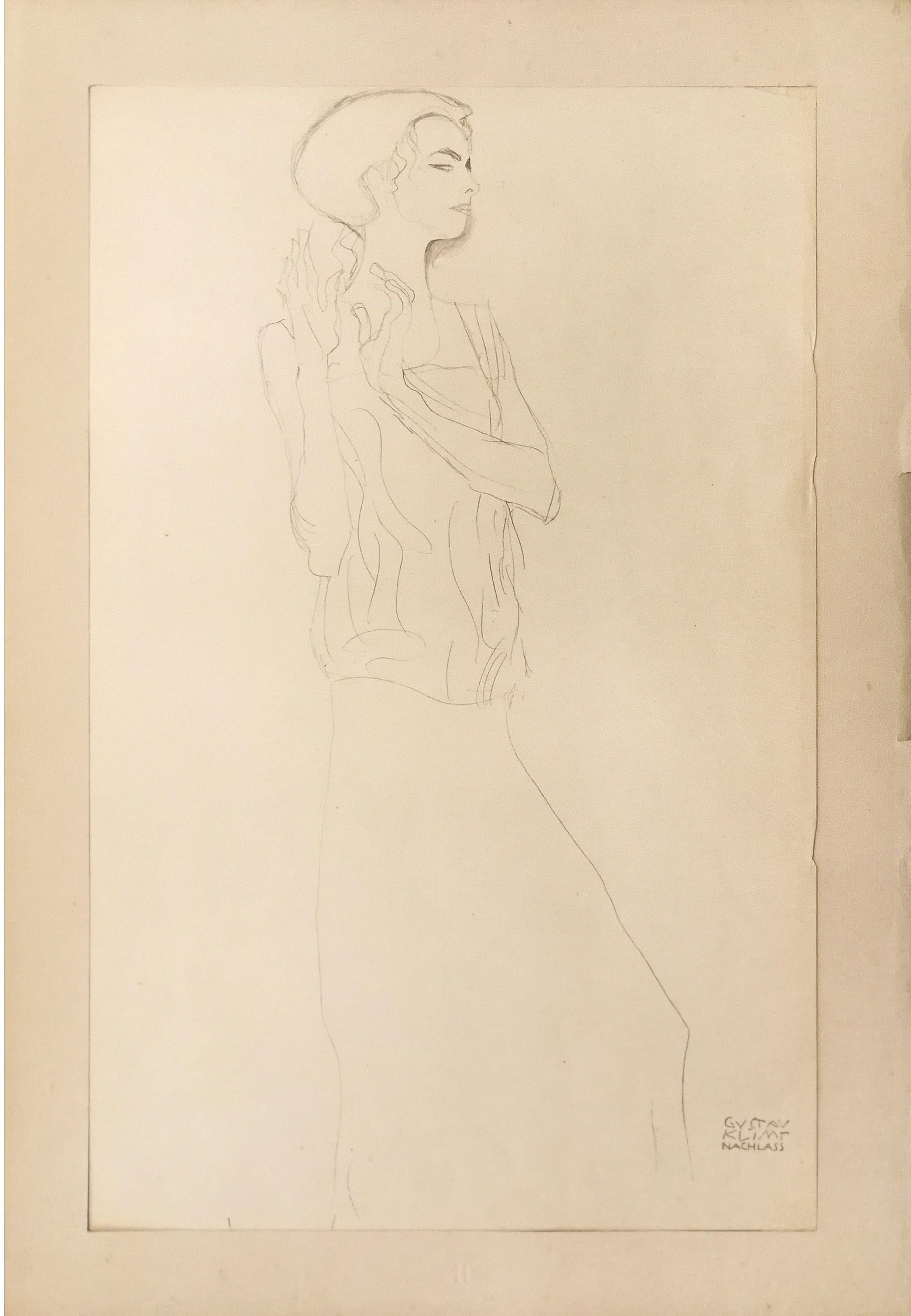 Skizze für einen Fries  - Original Collotype-Druck - 1919 – Print von (after) Gustav Klimt