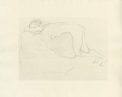 "Woman Leaning Over Chair" by Gustav Klimt - Original Print from Courtesan Folio