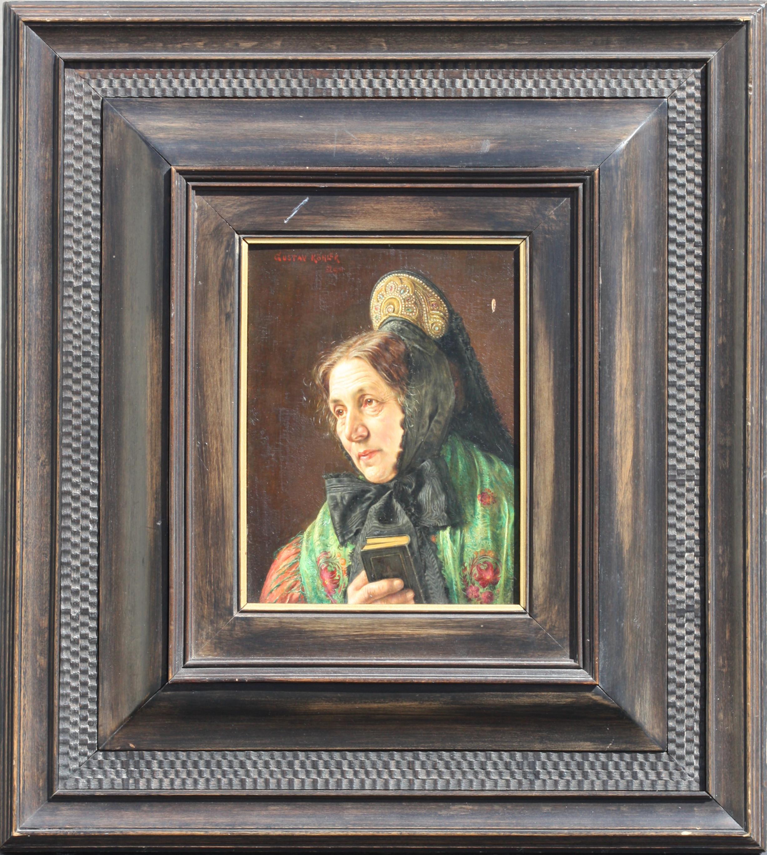 20th Century Gustav Kohler Oil on Board Portrait of a Lady  For Sale