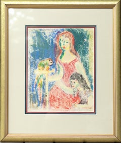 "Girls and a Parrot" Fauvist Figurative Painting