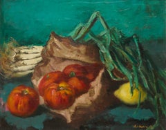 Vintage Still Life with Tomatoes and Onions