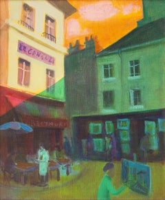 Vintage "Painter in Montmarte" Modernist City Scene