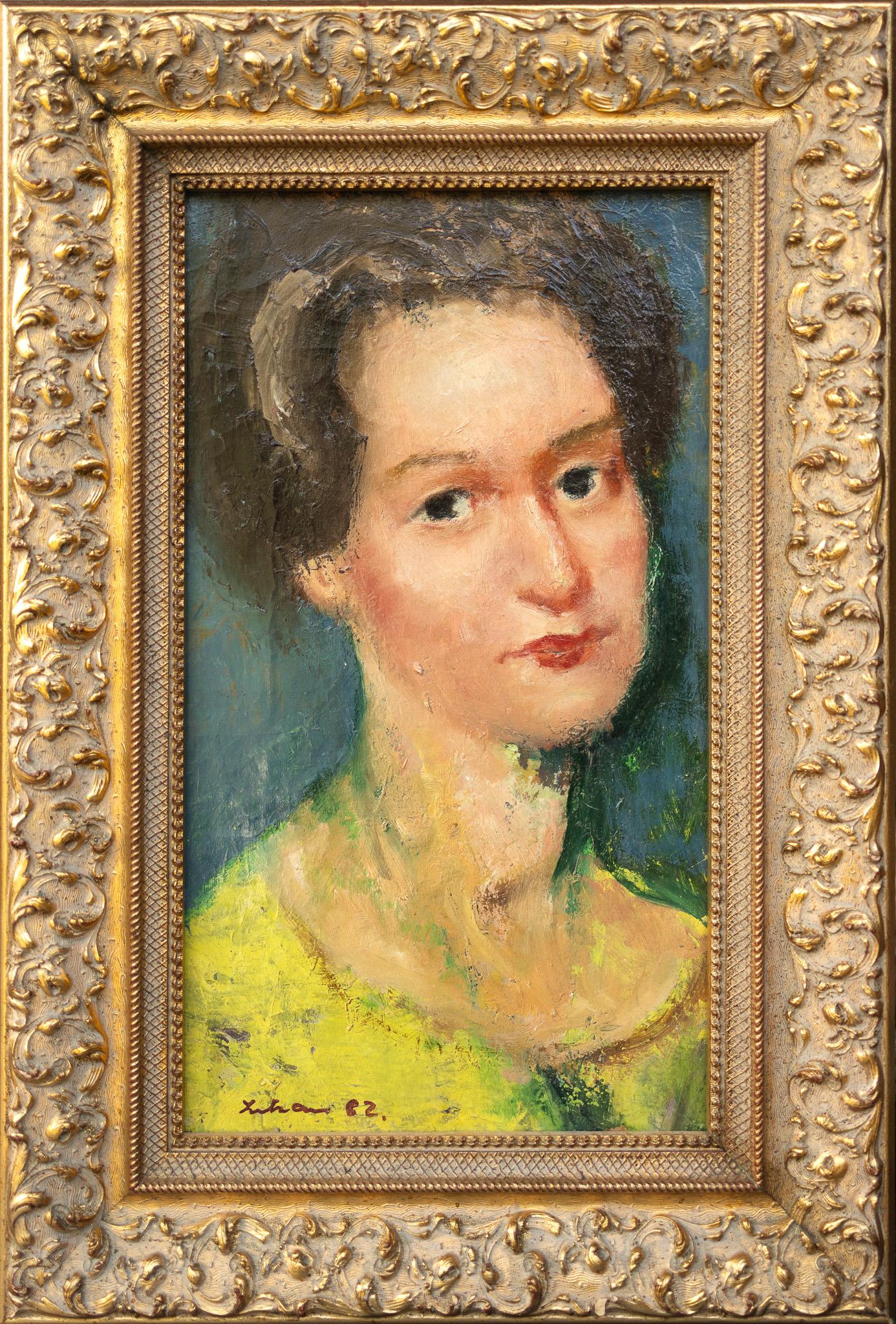 „Porträt von Barbara“ – Painting von Gustav Likan