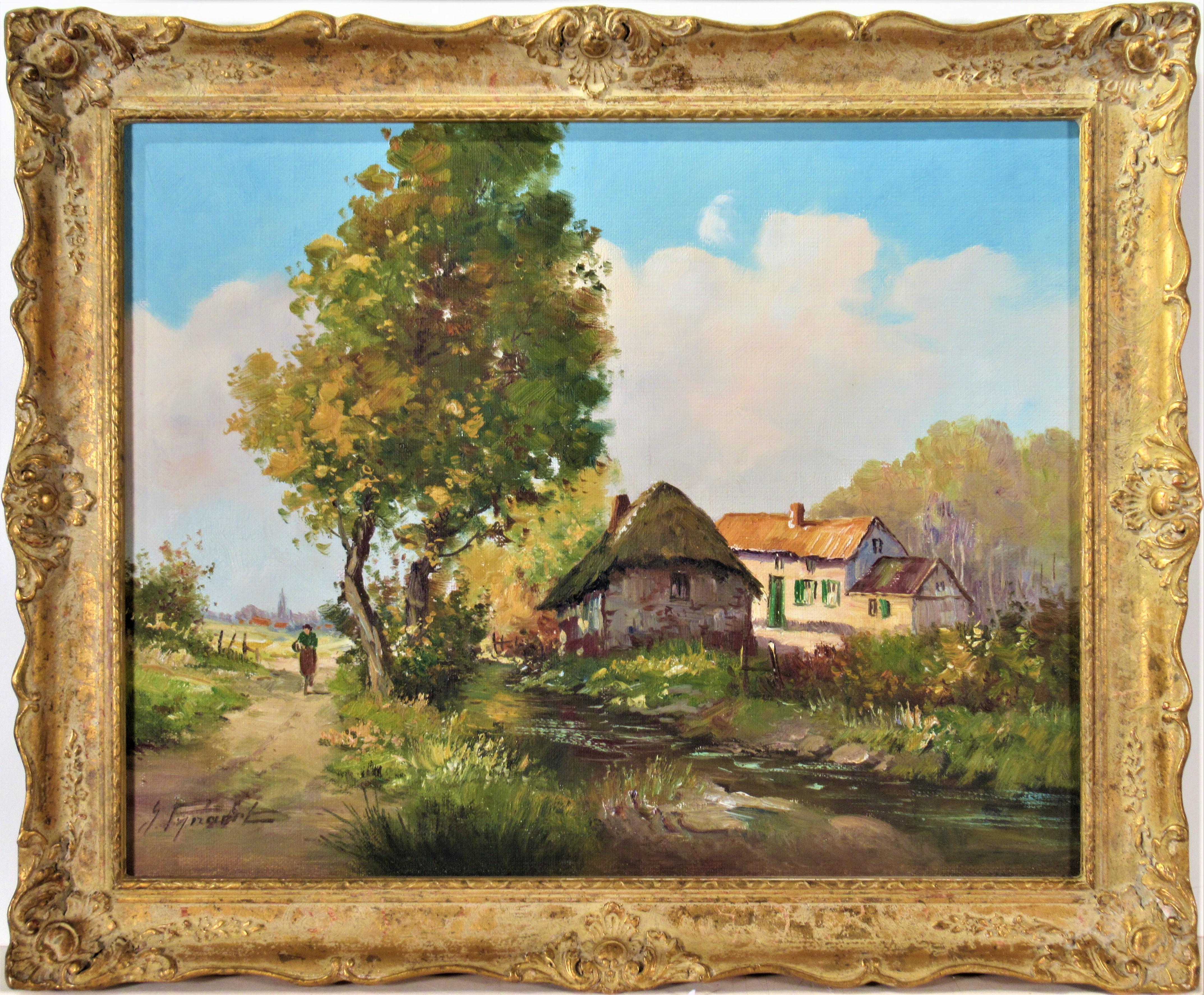 Gustav Pynaert Figurative Painting - Belgian Landscape