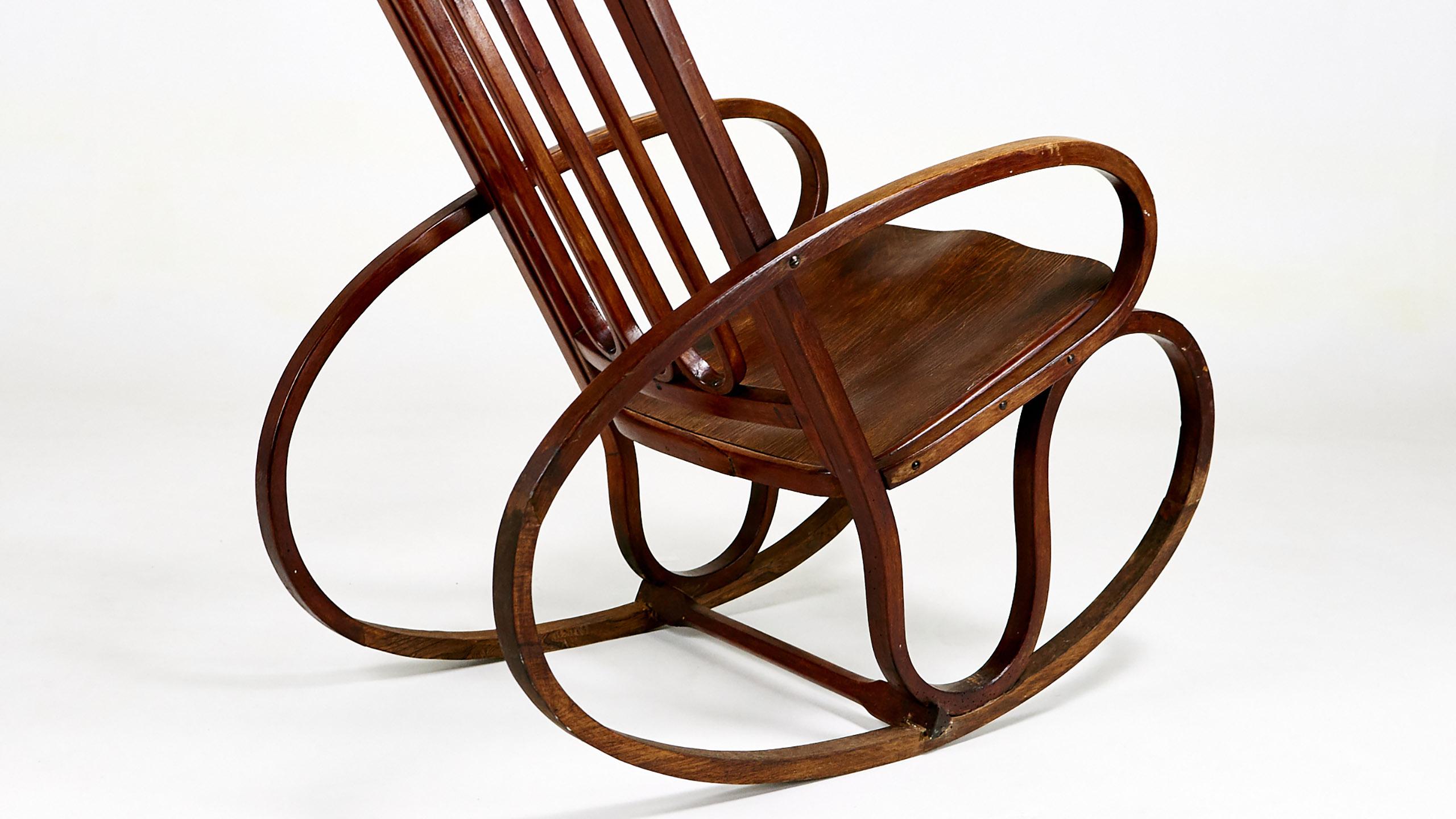 Gustav Siegel, Viennese Secession Rocking Chair, Bentwood, circa 1900 3