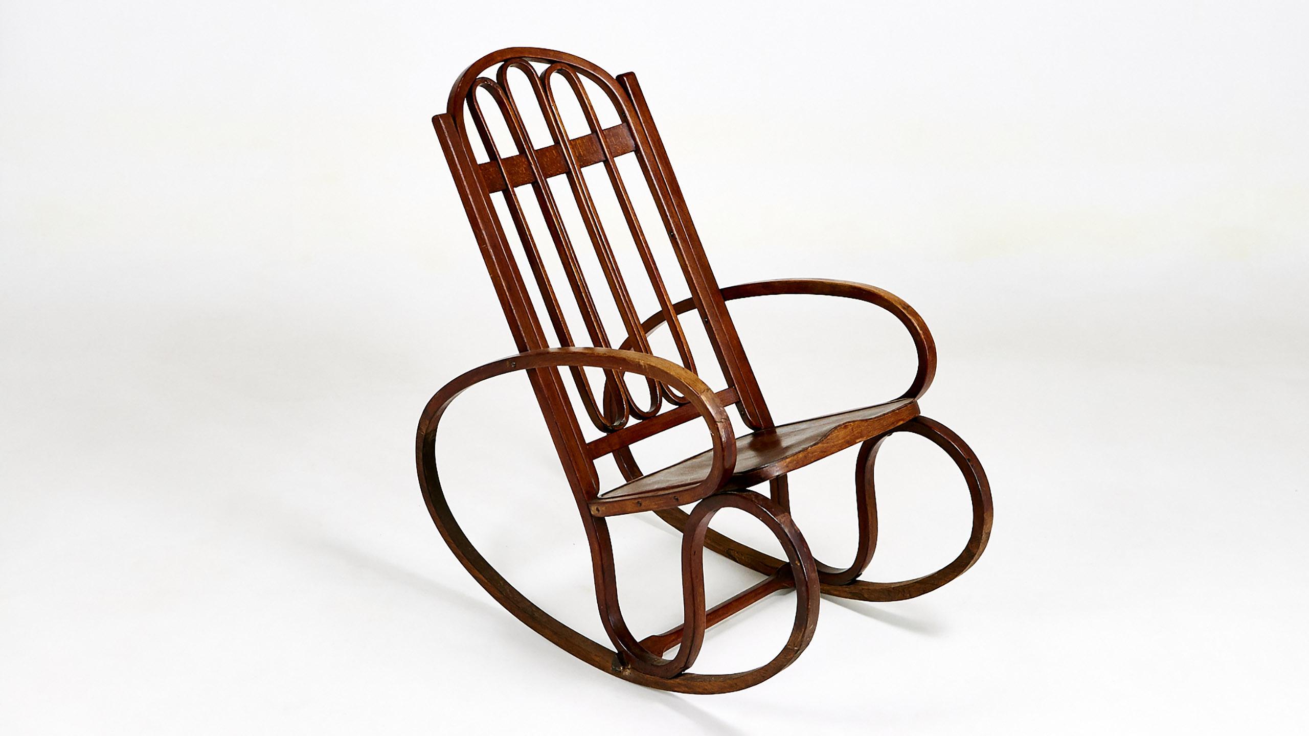 Gustav Siegel, Viennese Secession Rocking Chair, Bentwood, circa 1900 6