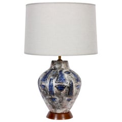 Retro Gustav Sporri Blue Swiss Art Pottery Lamp