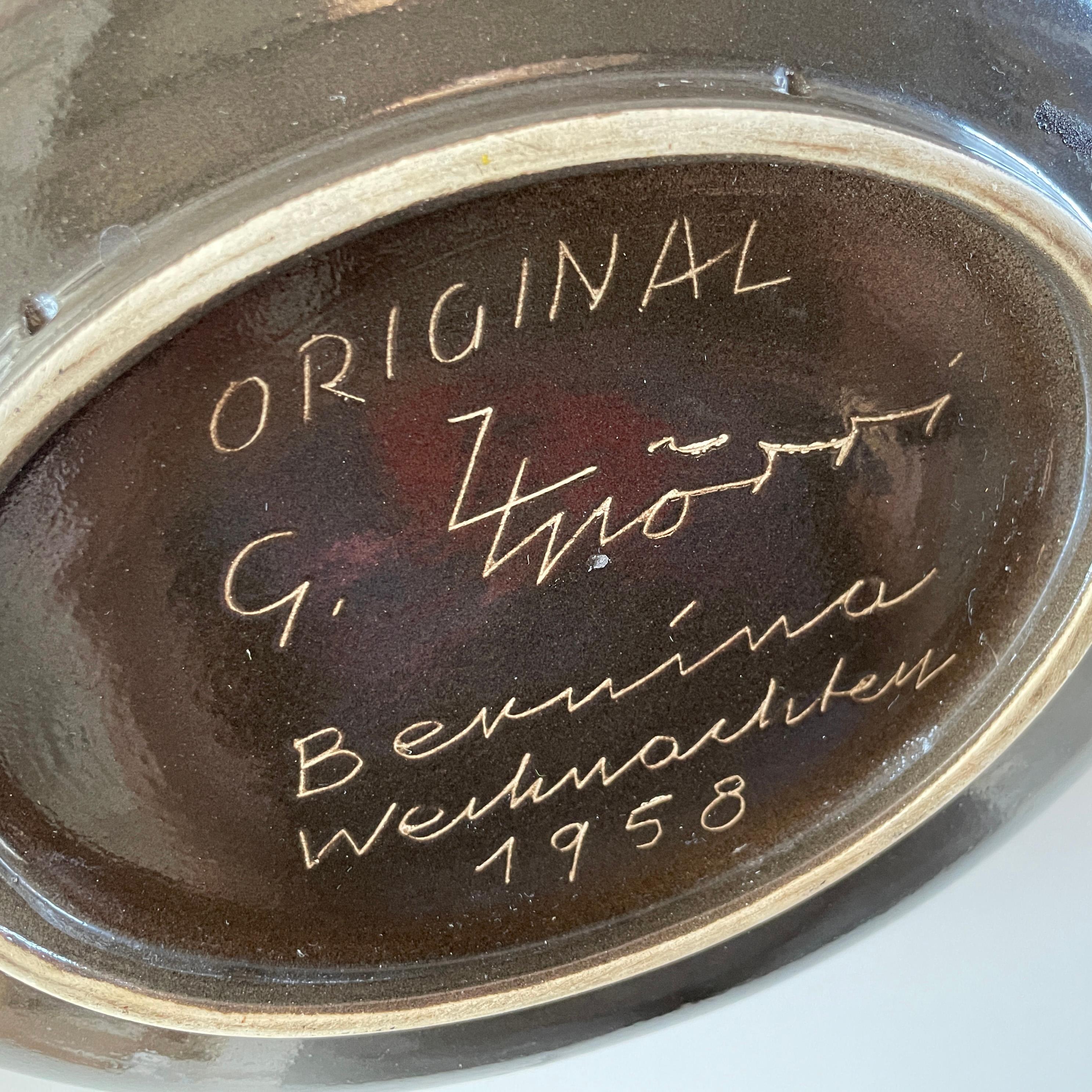 Plato decorativo Gustav Spörri - Ziegler Schaffhausen, Suiza 1958 en Bueno estado para la venta en Bern, CH
