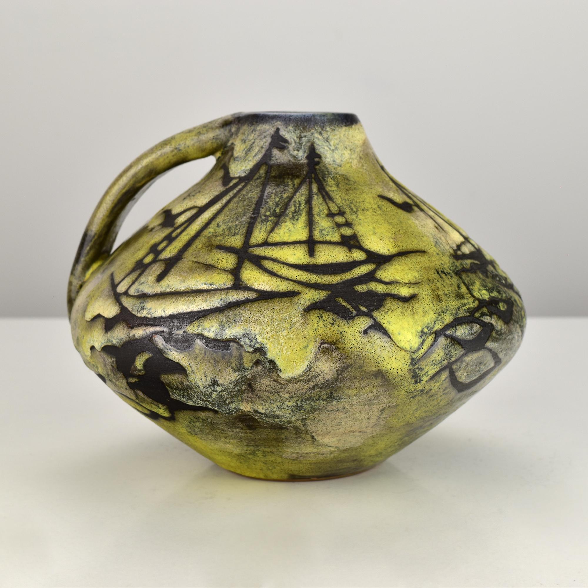 Svizzero Vaso in Studio Pottery Gustav Spörri con barche a vela, Ziegler Schaffhausen in vendita