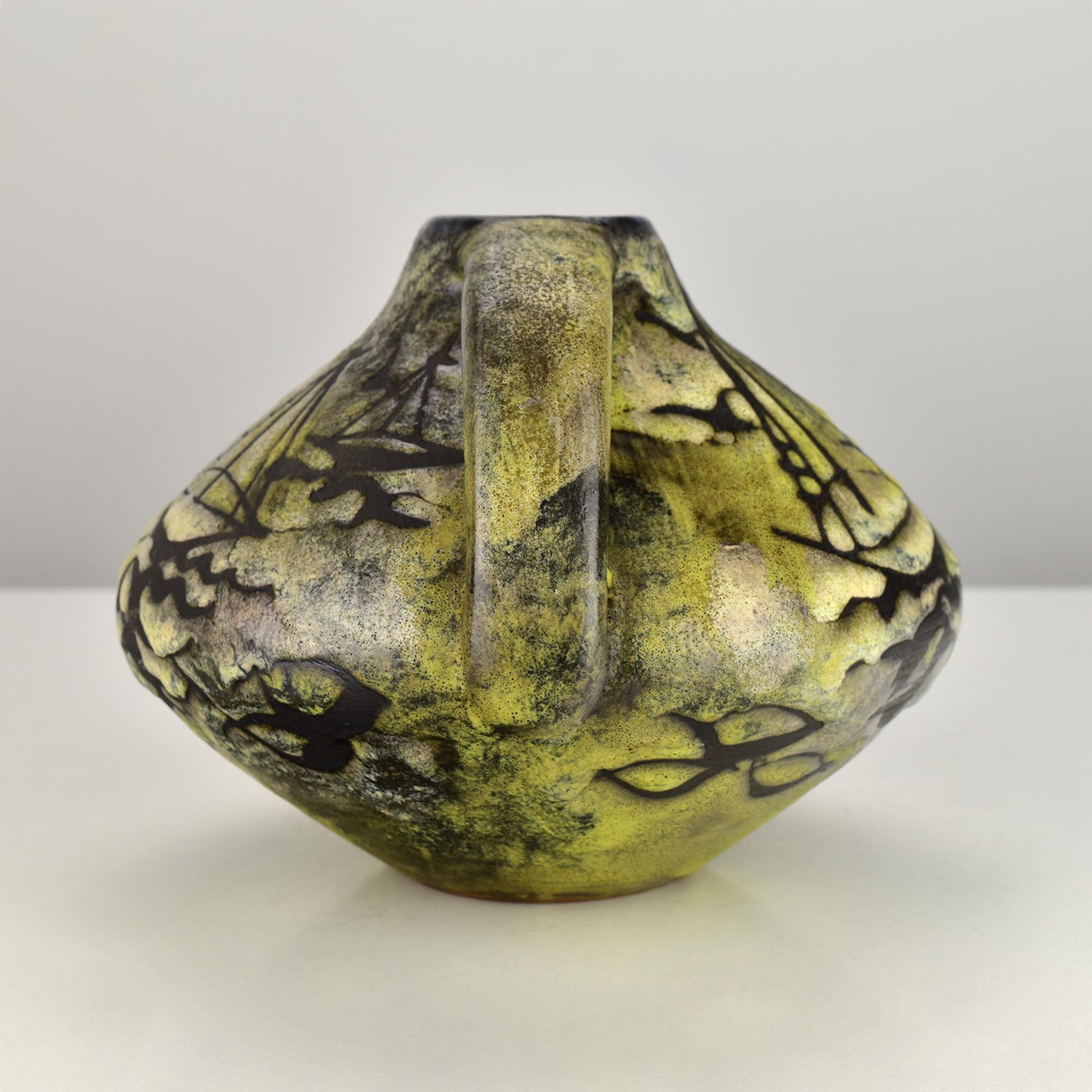 Smaltato Vaso in Studio Pottery Gustav Spörri con barche a vela, Ziegler Schaffhausen in vendita