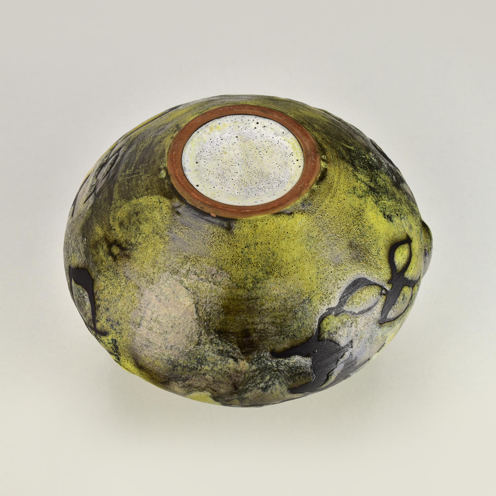 Metà XX secolo Vaso in Studio Pottery Gustav Spörri con barche a vela, Ziegler Schaffhausen in vendita