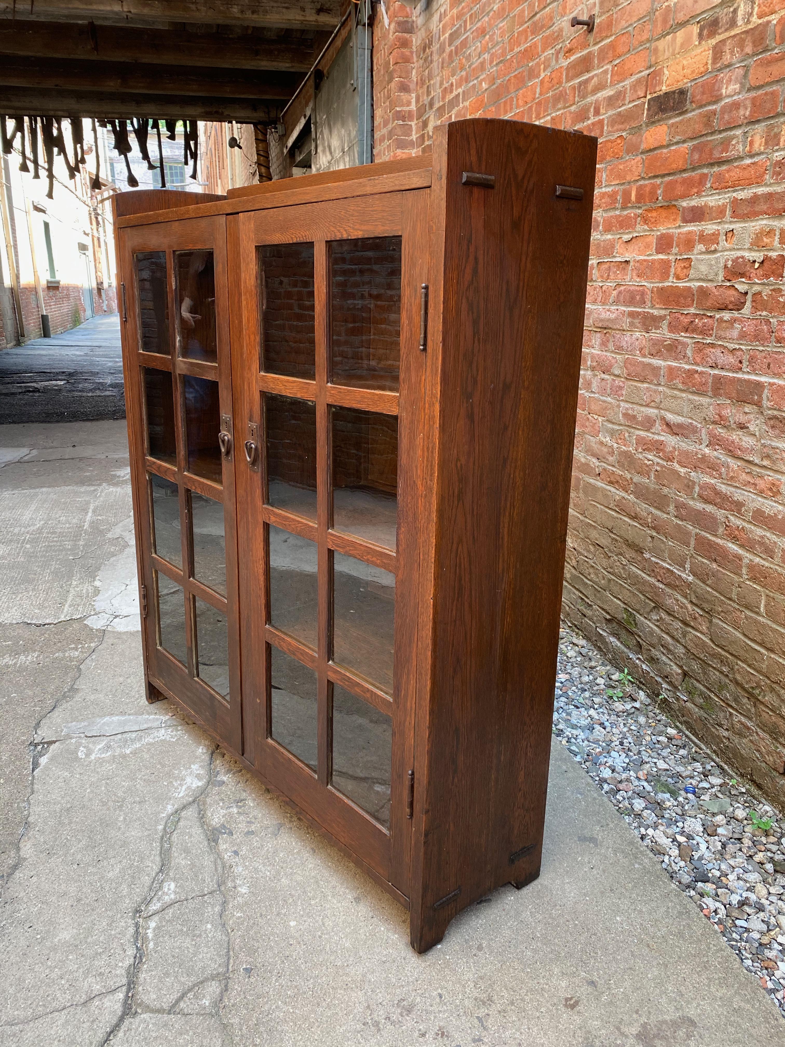 stickley bookcase with glass doors