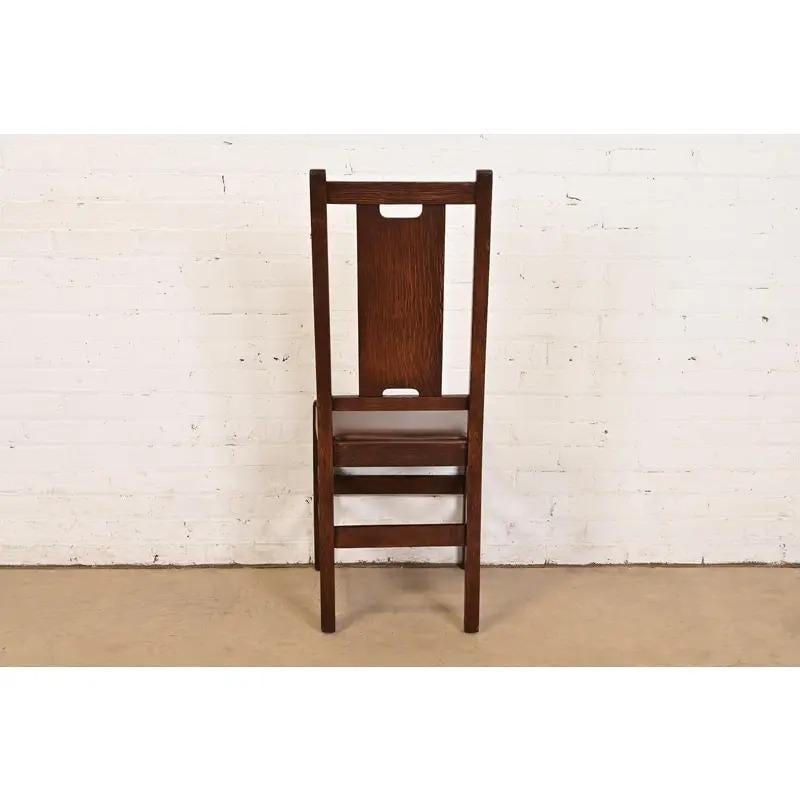 Gustav Stickley Antique Mission Arts & Crafts H-Back Dining Chairs, Set of Four (Chaises de salle à manger à dossier en H) en vente 3