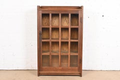Gustav Stickley Antique Mission Oak Arts and Crafts Bookcase Cabinet, Circa 1900