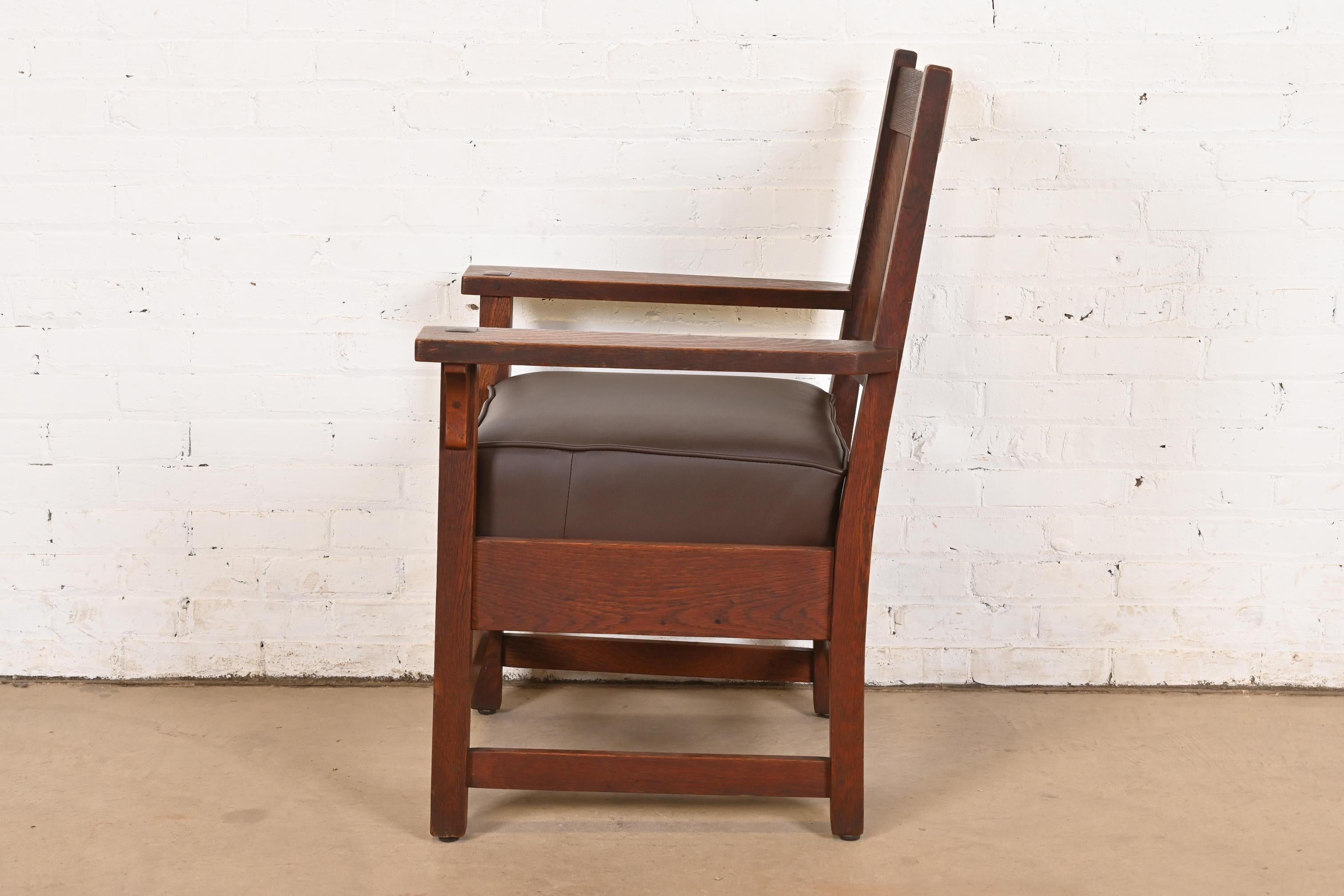 Gustav Stickley Antique Mission Oak Arts & Crafts Arm Chair en vente 2