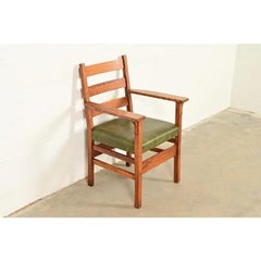 Gustav Stickley Sillón antiguo Mission Arts & Crafts de roble, circa 1910