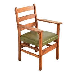 Gustav Stickley Sillón antiguo Mission Arts & Crafts de roble, circa 1910