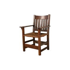 Fauteuil antique Mission Arts & Crafts en Oak, Circa 1910