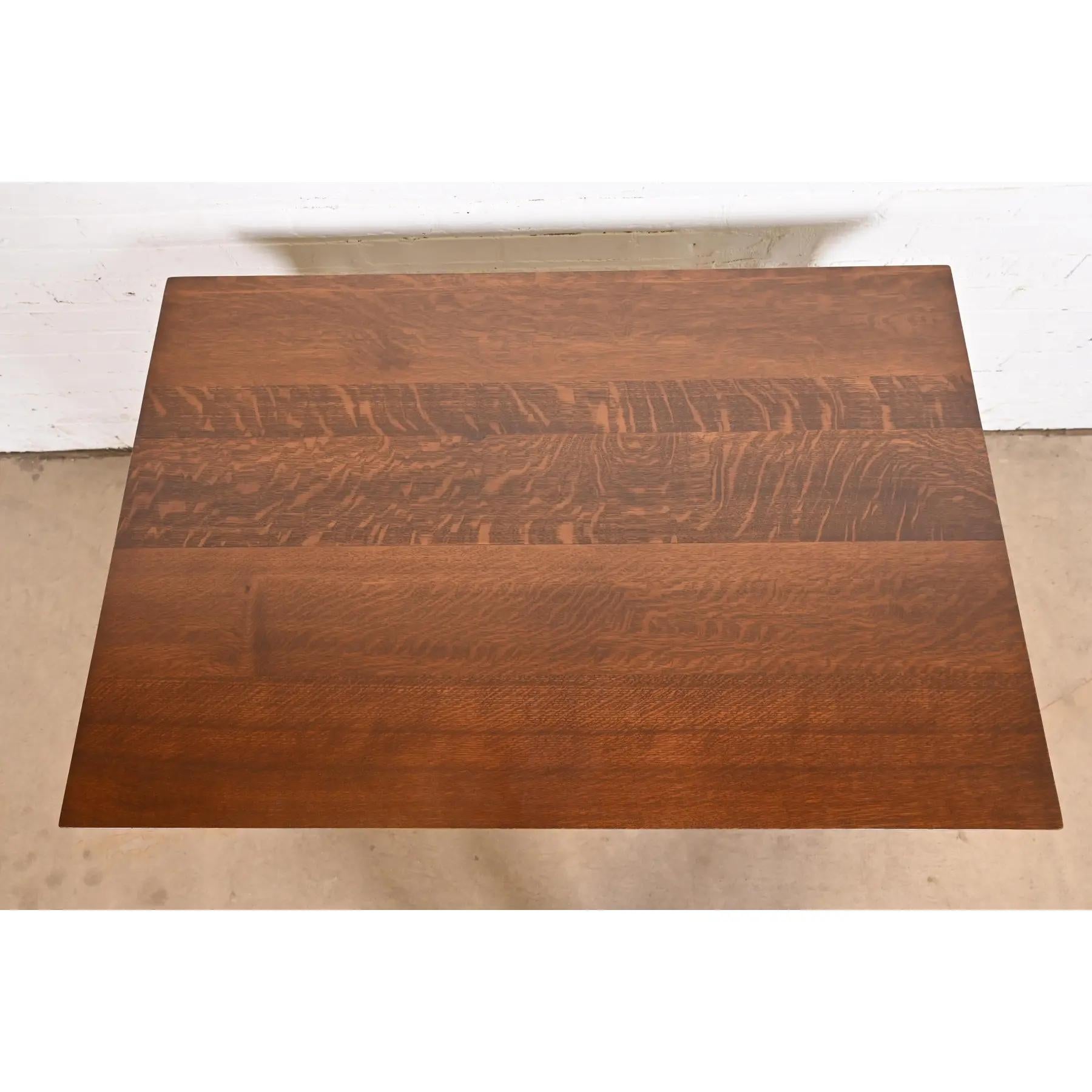 Gustav Stickley Antique Mission Oak Arts & Crafts Desk, Newly Refinished For Sale 4