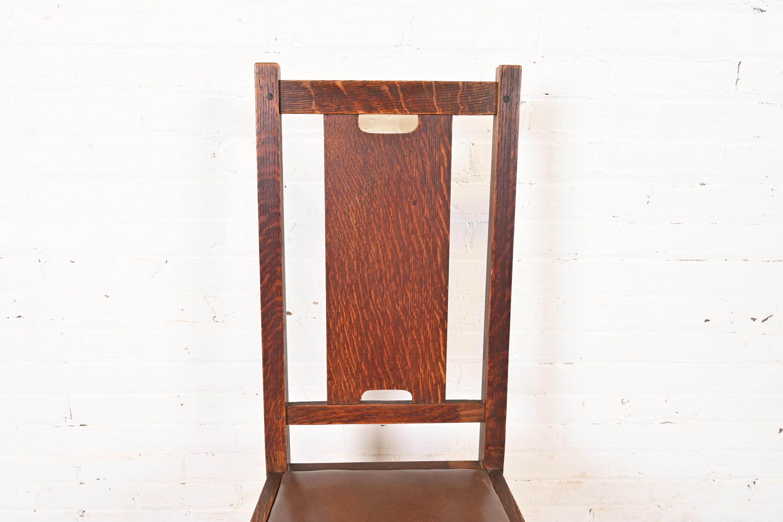 Gustav Stickley Antique Mission Oak Arts & Crafts Dining Chairs, Circa 1900 5