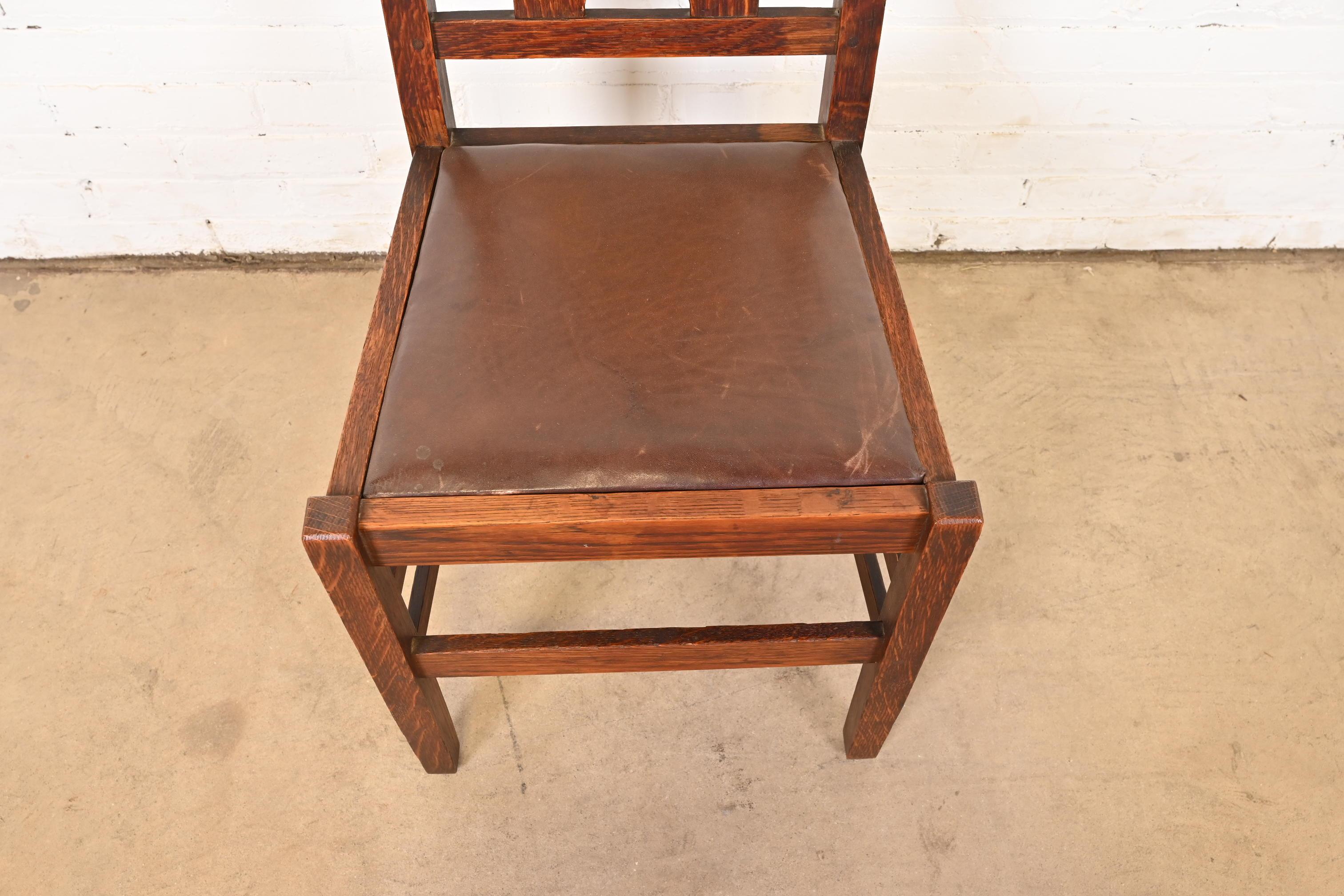 Gustav Stickley Antique Mission Oak Arts & Crafts Dining Chairs, Circa 1900 6