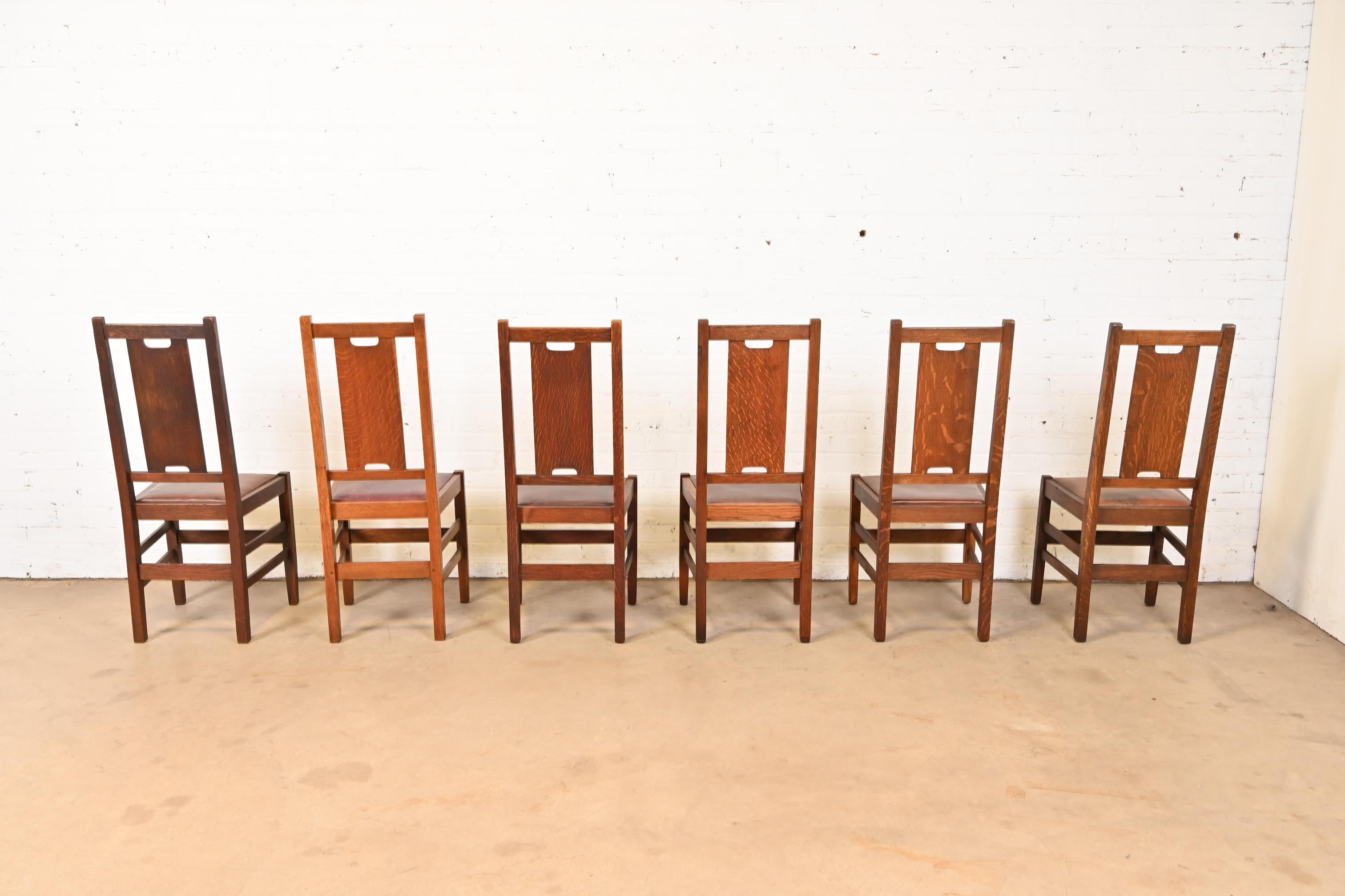 Gustav Stickley Antique Mission Oak Arts & Crafts Dining Chairs, Circa 1900 3